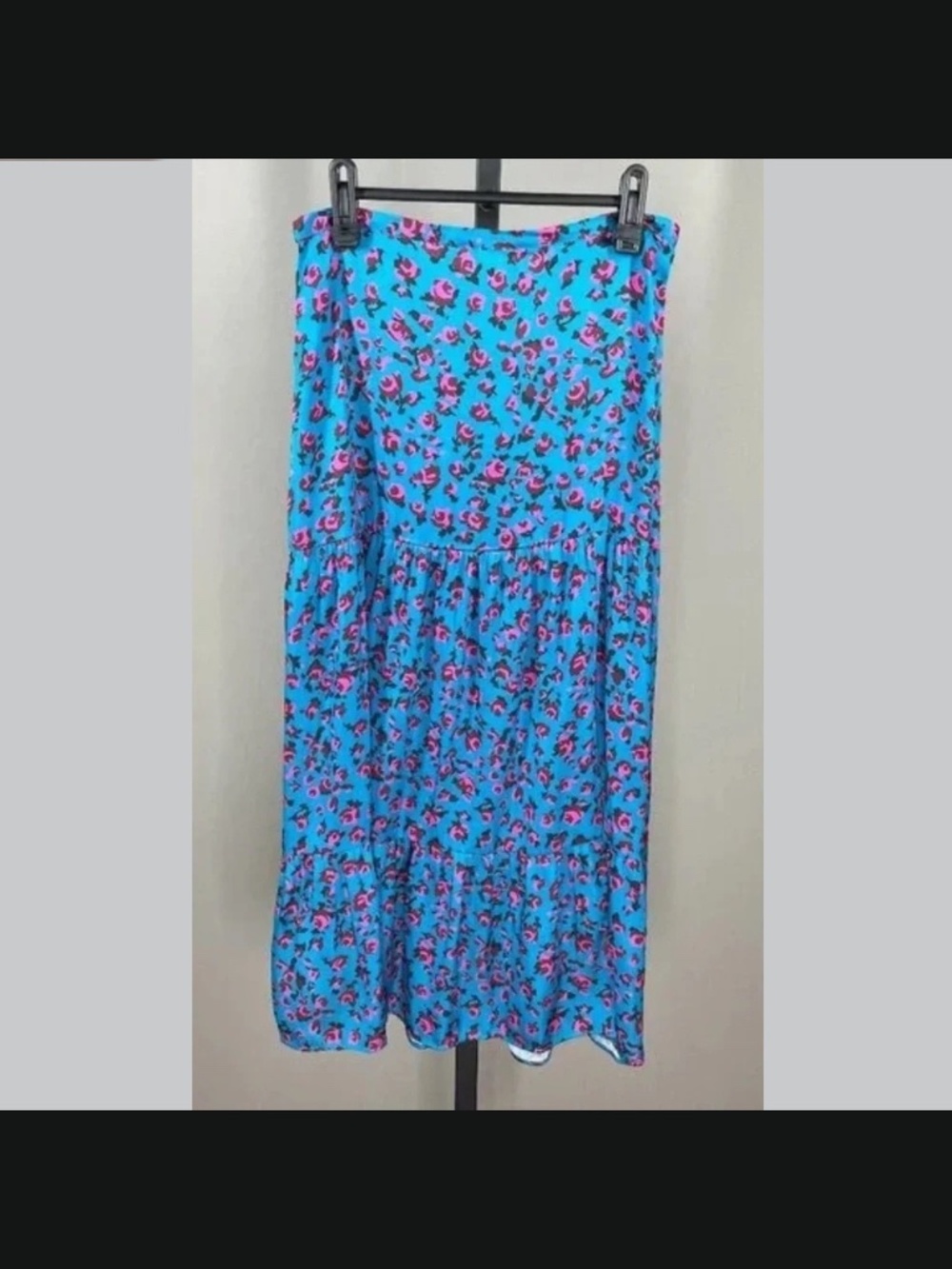 NEW Paige Skirt Womens Small blue purple black floral midi satin designer